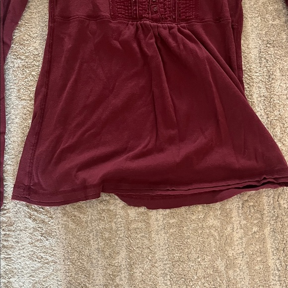 Vintage Old Navy Y2K Cotton Burgundy Red Babydoll Long Sleeve Top Medium - Picture 5 of 6